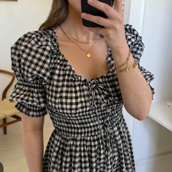 Doen Dresses & Skirts - Gingham Puff Sleeve Dress Doen Ischia